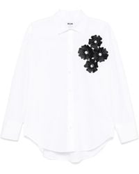 MSGM - Camisa Con Apliques Florales - Lyst