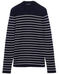 Prada - Striped Embroidered-Logo Sweater - Lyst
