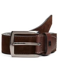 Tommy Hilfiger - Denton Flag Plaque Suede Belt - Lyst