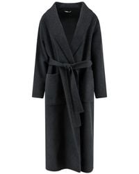 Hevò - Belted Shawl-Lapel Coat - Lyst