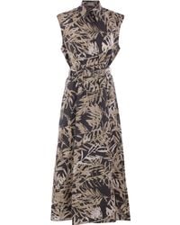 Brunello Cucinelli - Robe Imprimée En Coton À Design Sans Manches - Lyst