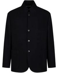 Canali - Abrigo Con Botones Y Cuello Alto - Lyst