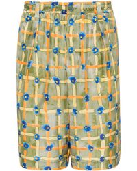 Marni - Abstract-print Silk Bermuda Shorts - Lyst