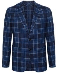 Tagliatore - Check-Pattern Single-Breasted Blazer - Lyst