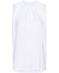 MM6 by Maison Martin Margiela - Gathered-detail Cotton Tank Top - Lyst