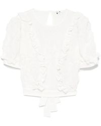 Elisabetta Franchi - Top Met Ruches En Borduurwerk - Lyst