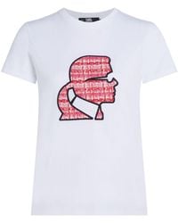 Karl Lagerfeld - Bouclé Profile Organic-cotton T-shirt - Lyst