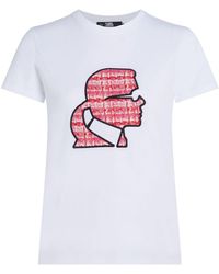 Karl Lagerfeld - Bouclé Profile T-Shirt aus Bio-Baumwolle - Lyst