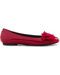 Lanvin - Bow-Detail Patent Leather Ballet Flats - Lyst