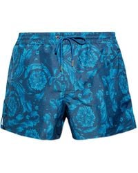 Versace - Floral-Motif Drawstring Swim Shorts - Lyst