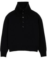 Ami Paris - Button-Fastening High-Neck Sweater - Lyst