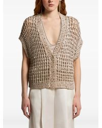 Peserico - Sequin-Embellished Open-Knit Cardigan - Lyst