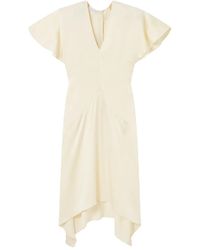 Stella McCartney - Robe Mi-Longue En Satin À Col V - Lyst