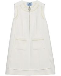 Prada - Embroidered Natté-Fabric Mini Dress - Lyst