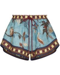 ALÉMAIS - Drawstring-Fastening Bird-Print Shorts - Lyst