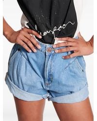 One Teaspoon - High-Waist Denim Shorts Met Omgeslagen Pijpen - Lyst
