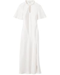 Claudie Pierlot - Robe Mi-Longue À Ouverture Goutte D'Eau Et Volants - Lyst