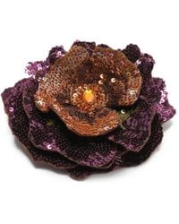 Maliparmi - Radiant Flora Sequin-Embellished Flower Brooch - Lyst