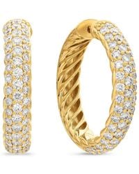 David Yurman - Pendientes de aro DY Mercer de 25.4 mm en oro amarillo de 18 ct con diamantes - Lyst