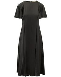 MICHAEL Michael Kors - Cape-Sleeve Satin Midi Dress - Lyst