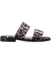 Ganni - Buckle Strap Sandals - Lyst