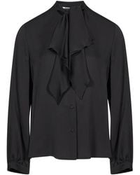 Max Mara - Ruffled Silk Charmeuse Shirt - Lyst