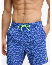Guess - Logo-Print Drawstring-Waist Swim Shorts - Lyst