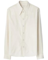 Lemaire - Chemise À Col Pointu En Soie De Coton Délavé - Lyst