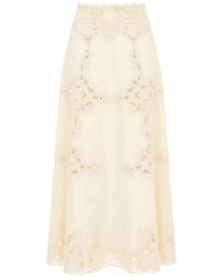 Ulla Johnson - Jupe Mi-Longue Fleur En Lin À Empiècements En Dentelle - Lyst