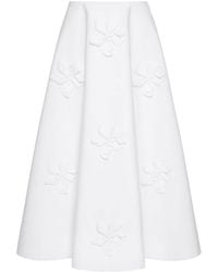 Valentino Garavani - Embroidered Poplin Midi Skirt - Lyst