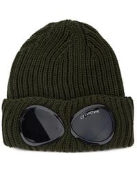 C.P. Company - Goggle-Detail Ribbed Beanie Hat - Lyst
