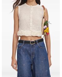 Self-Portrait - Crochet Flower Knit Crop Top - Lyst