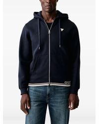 Guess - Logo-Patch Zip-Up Hoodie - Lyst