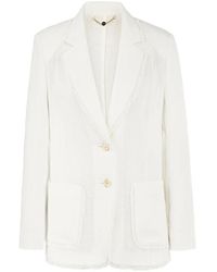 Marc Cain - Frayed-Edge Single-Breasted Blazer - Lyst