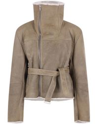 Rick Owens - Cropped Flight Belted Shearling Jacket - Lyst