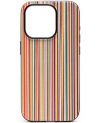 Paul Smith - Signature Stripe Leather Iphone 15 Pro Case - Lyst