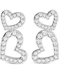 Apm Monaco - Double Hearts Crystal-Embellished Earrings - Lyst