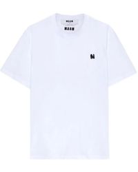 MSGM - Letter-Detail T-Shirt - Lyst