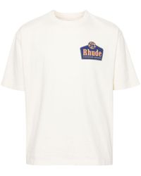 Rhude - Cream Cotton T-shirt - Lyst