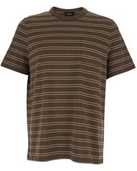 A.P.C. - Crew Neck T-Shirt With Striped Motif And Logo On Front In - Lyst