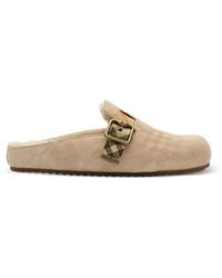 Burberry - Check Shearling Urchin Clogs - Lyst