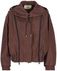 Fendi - Hooded Zip-Up Bomber Jacket - Lyst