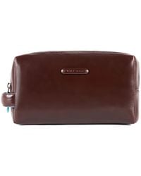 Piquadro - Neceser De Piel Con Placa Del Logo - Lyst