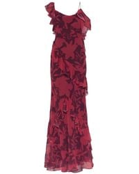 Self-Portrait - Floral-Print Ruffled-Details Maxi Dress - Lyst