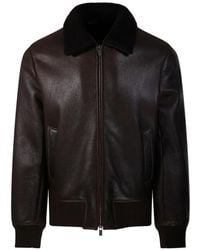 Salvatore Santoro - Veste En Cuir À Col Lainé - Lyst