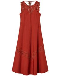 Twinset - Broderie-Anglaise Long Dress - Lyst