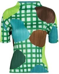 Issey Miyake - T-Shirt Plissé À Carreaux - Lyst
