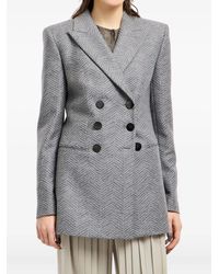 Giorgio Armani - Chevron-Jacquard Double-Breasted Blazer - Lyst