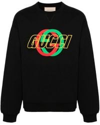 Gucci - Logo-embroidered Cotton Sweatshirt - Lyst