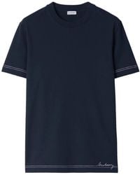 Burberry - Contrast-Stitching Cotton T-Shirt - Lyst